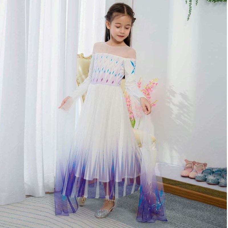Baige Nouveau design Girls Anna White Dress Cosplay Party Dress Up Princess Elsa Movie Enfants Vêtements