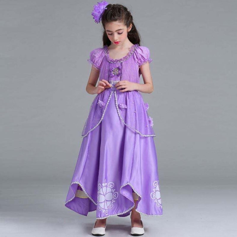 Baige sophia rapunzel robe lilas girl princess robe performance halloween princess girl cosplay costume