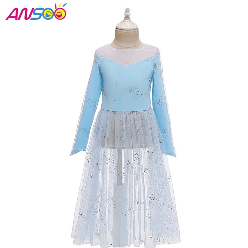 Ansoo Dress Up 2 Princess Elsa Anna Fashion Dress Costume Elsa 2 Movie 2 Robe pour 2-13 ans Girls