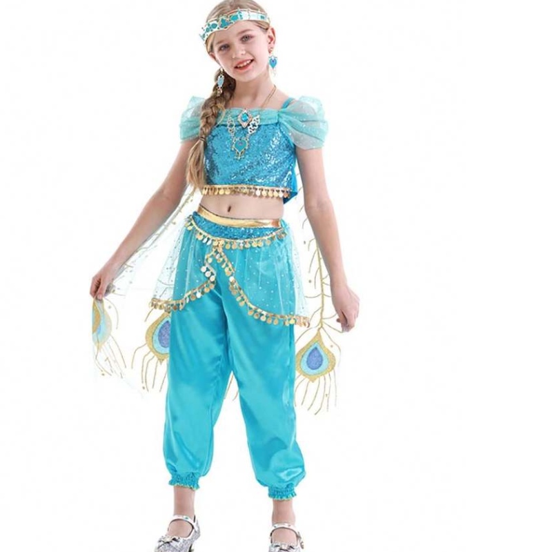 Anime Aladdin et The Magic Lamp Aladdin Cosplay Costume Princess Jasmine Belly Dancer Costume For Girl Hcal-001