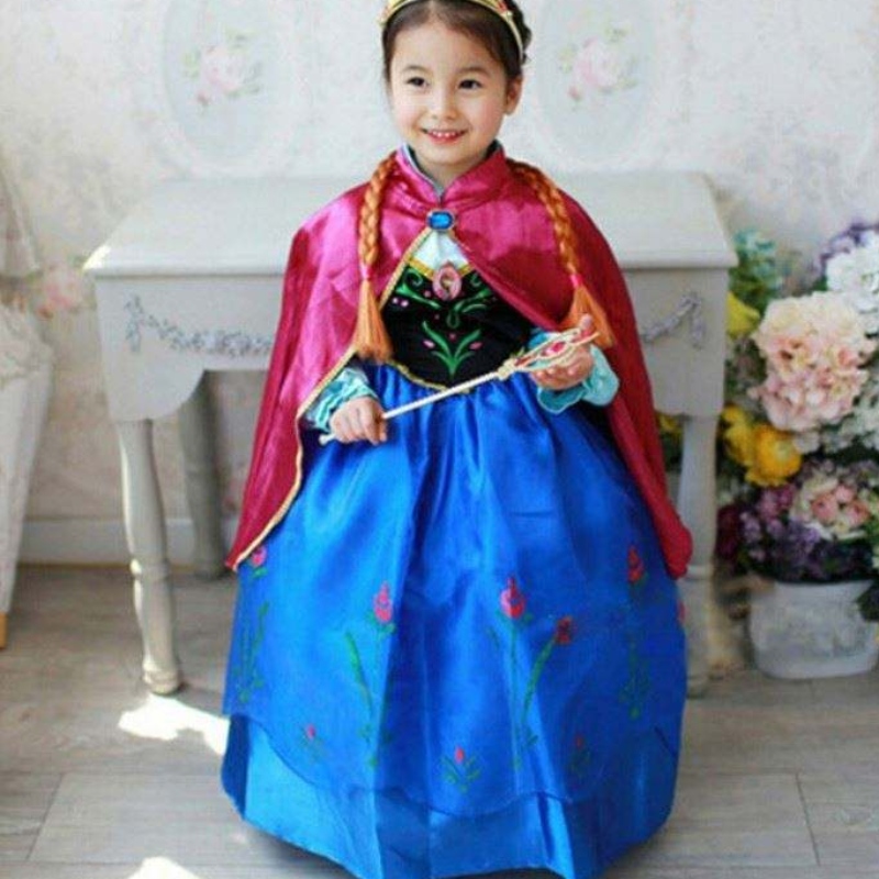 Baige New Kids Fancy Down Costumes Elsa Anna Long Puffy Halloween Party Robe avec Cape Bxdcpf