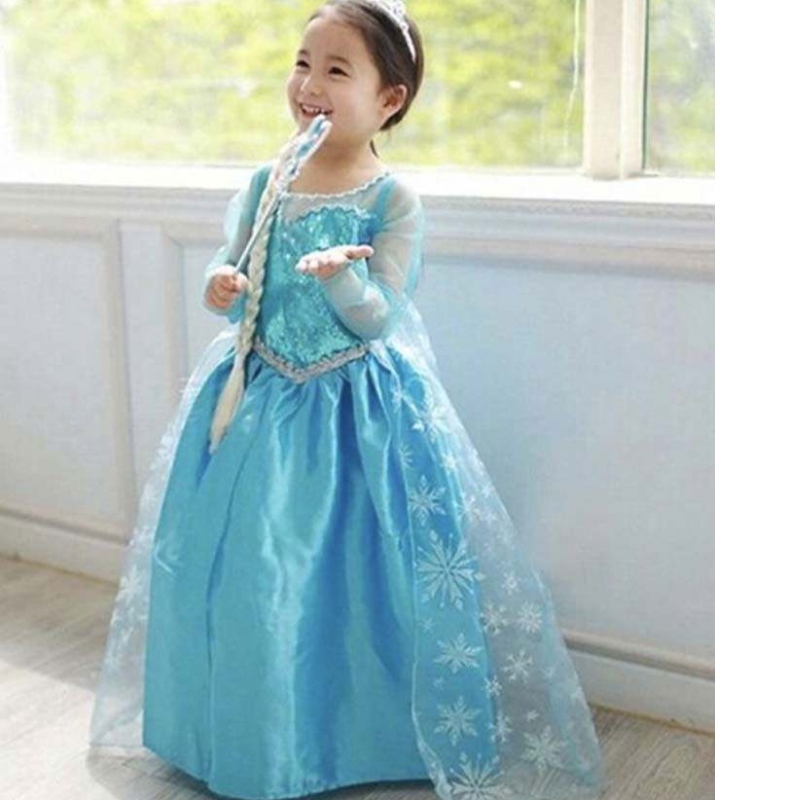 Fête d\'anniversaire de Noël des enfants Princesse Cosplay Elsa 2 Girls Dress DGHC-002