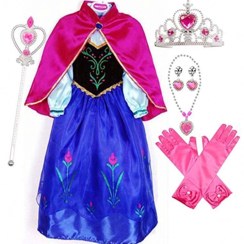 2022 Article le mieux vendu Anna Snow Queen Print Birthday Robe Princess Robes Princess Robes Elsa Cosplay HCGD-004