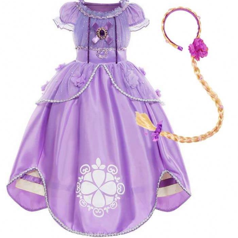 Halloween Party Dress Up Puff Sleeve Floral Tulle Robe Princesse Sofia La première robe pour les bébés filles HCRS-00