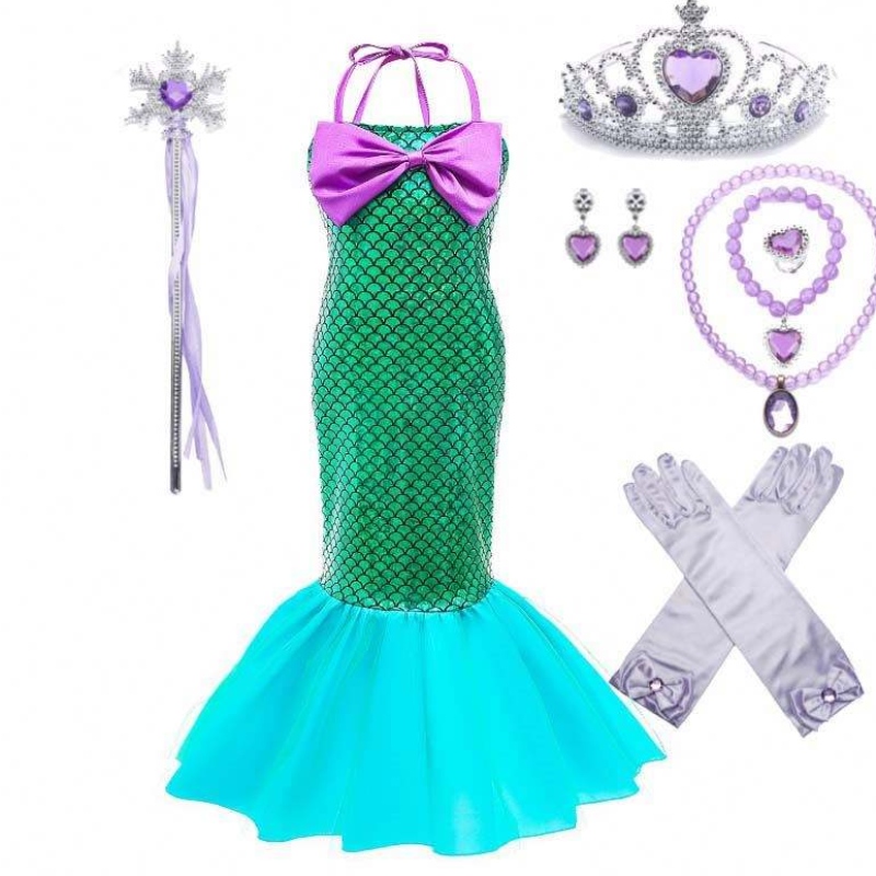 Amazon Hot Selling Fancy Party Princess Ariel Cosplay Up Kids Costume sirène DGHC-028