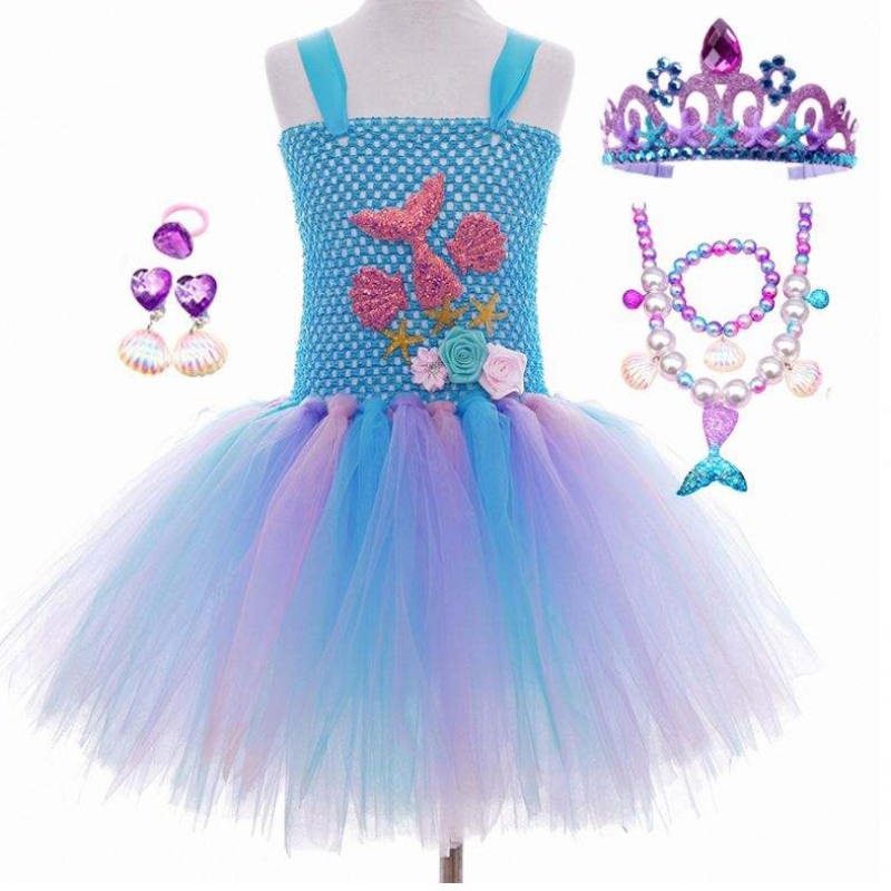 2022 Best Sell Kids Halloween Cosplay Costume Vêtements Tutu Little Mermaid Costume HCMM-017