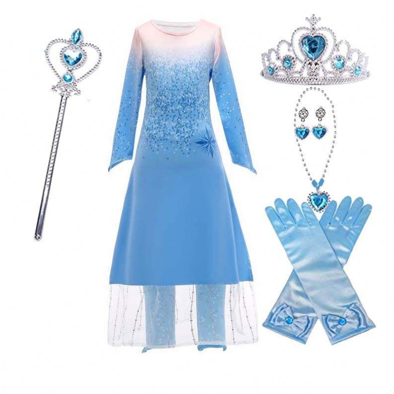 Kids Girls Little Princess Fancy Dishot Cosplay Costume Elsa Coronation Dress Cosplay HCGD-020