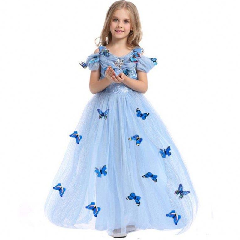 Robe de la princesse aurora en gros robe costume de filles robe de filles avec papillon pour enfants manches en dentelle