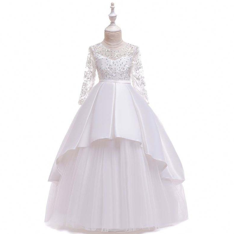 Boutique manches longues princesse robes de soirée bébé fille d\'anniversaire robe de fête de mariage avec fleurs lp-233