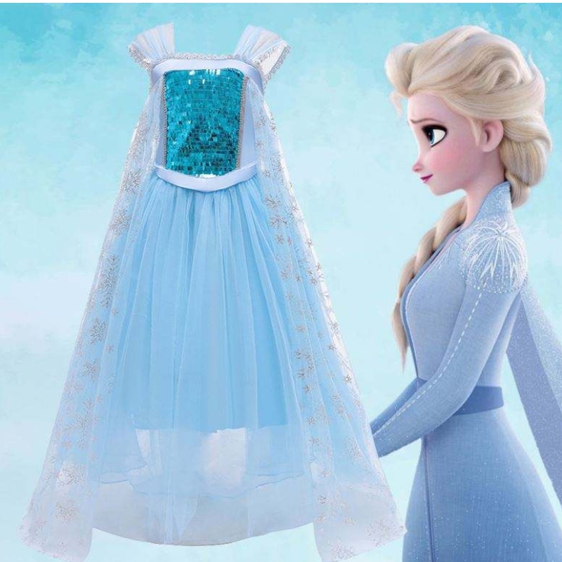 Nouveau costume de performance de la reine desneiges princesse Elsa Blue Dress Halloween Costume BX1705