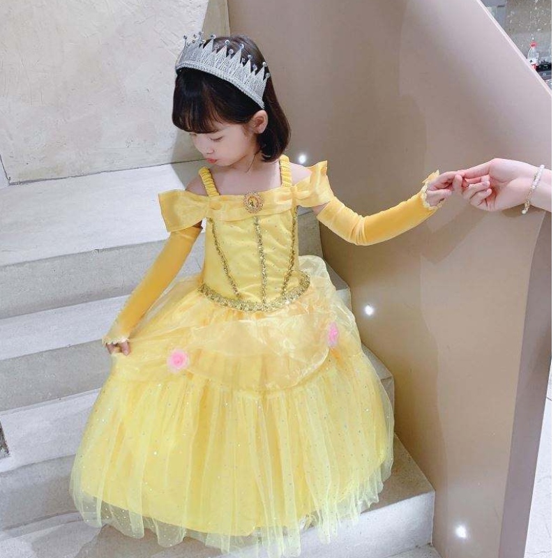 Beauté et la bête Belle Princesse Dress Kids Girl Party Cosplay Costume