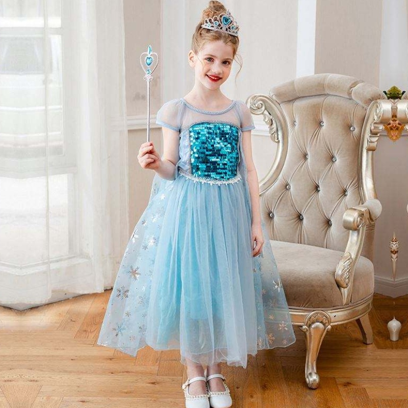 Baige Nouvelle arrivée sans manches Elsa Anna Fashion Kids Costume Cosplay Girls Costume Party Robes