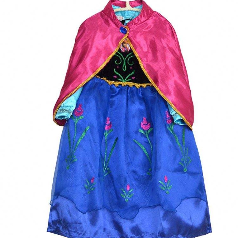 Vêtements pour enfants en gros des enfants Elsa Girls Habille des manches longues avec Cape Bxdcpf