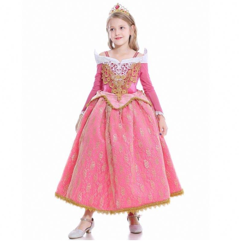 Girls Hobe Sleeping Beauty Princess Aurora Lace Dress Cosplay Performance Costume D0701 SMR026