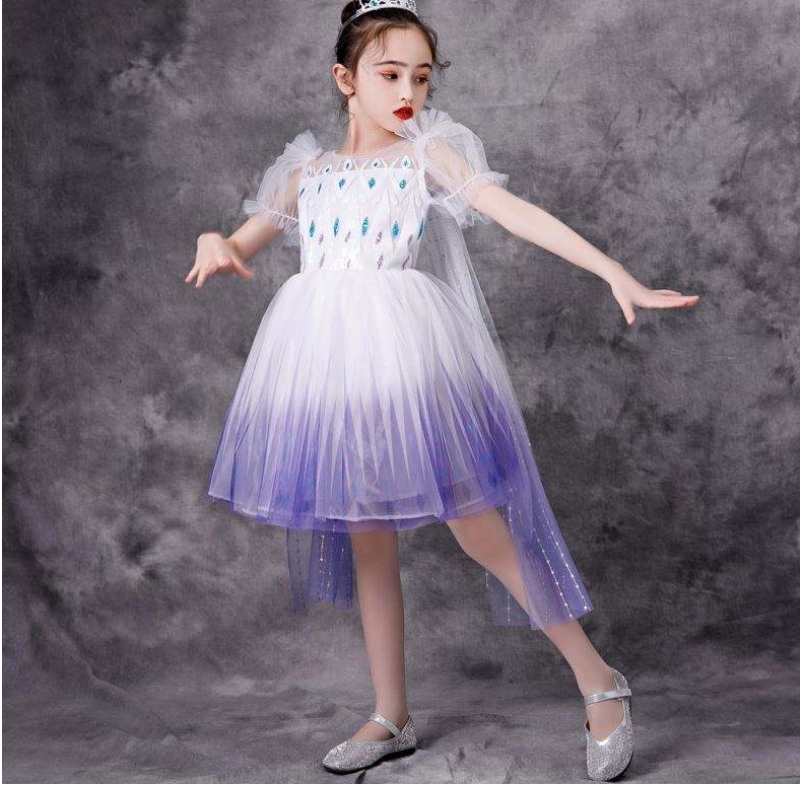 Nouvelle fille Elsa 2 Aisha White Robe Kids Girls Girls Halloween Princess Robe Tutu Mariage d\'été Robe de fête