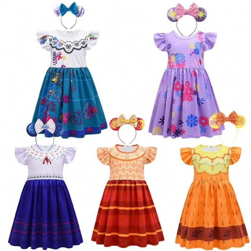 Girls Encanto Charm robe Encanto Disguise Carnival Summer Virgin Children Princess Midi Mirabel Isabela Birthday Party Robe