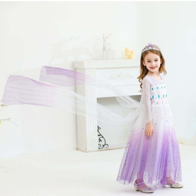 Nouvelle fille princesse elsa robe Kids Summer Robe Summer Firls Purple Elsa Robe for Children 2-10 ans