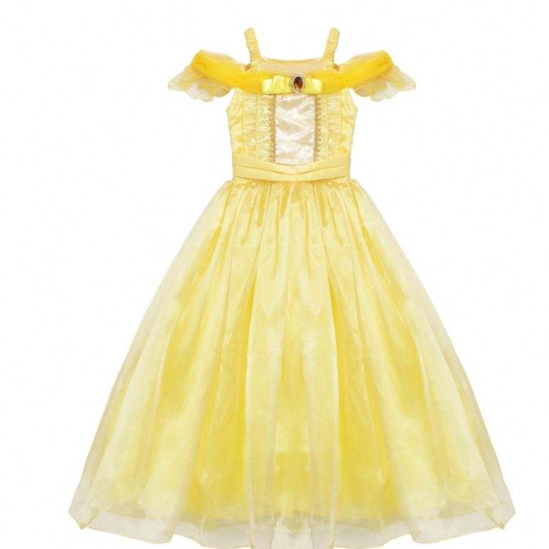 Filles belle princesse robe enfants belle cosplay costumes bébé fille robe robe robes de fantaisie jaune pour la fête d\'Halloween pour tout-petit