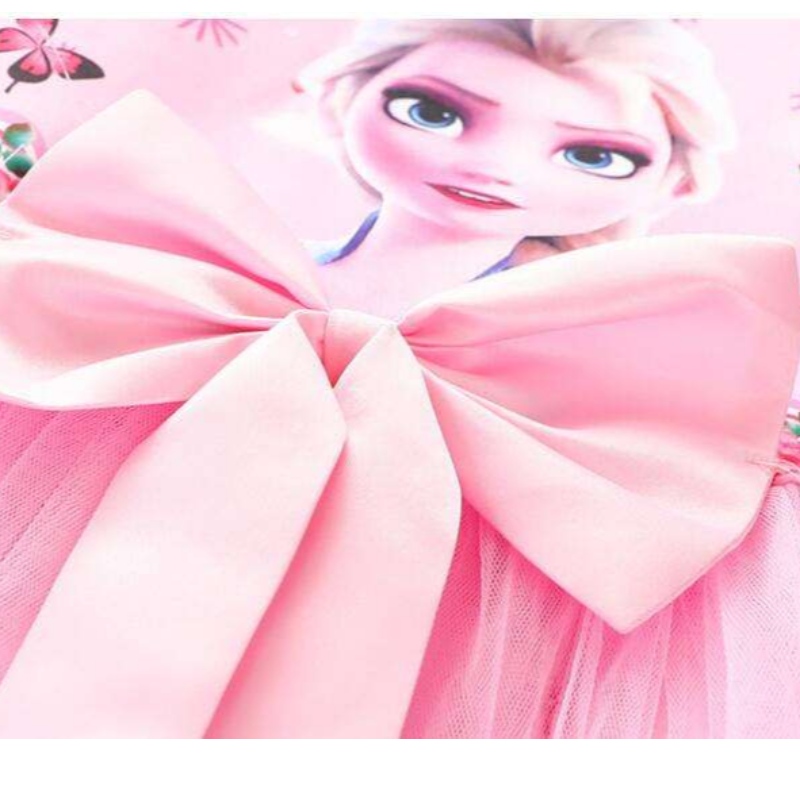 2-8Y Girls Robe Summer Nouvelle manche à manches courtes Princesse Elsa Mesh Tutu Jirt Children \\\\ Birthday Party Cosplay robe