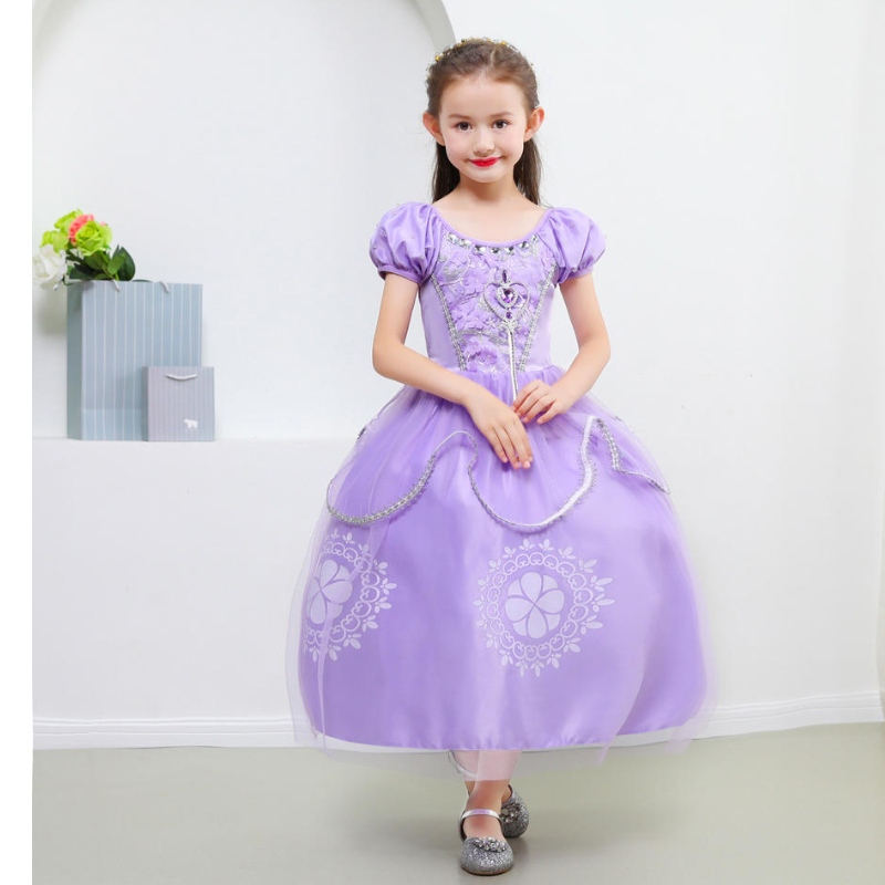 Princesse Sofia Robe pour fille pour enfants Cosplay Puff Sleeve Couche de couches de fête d\'enfant Blow Ball Bouche de bal Costumes de fantaisie