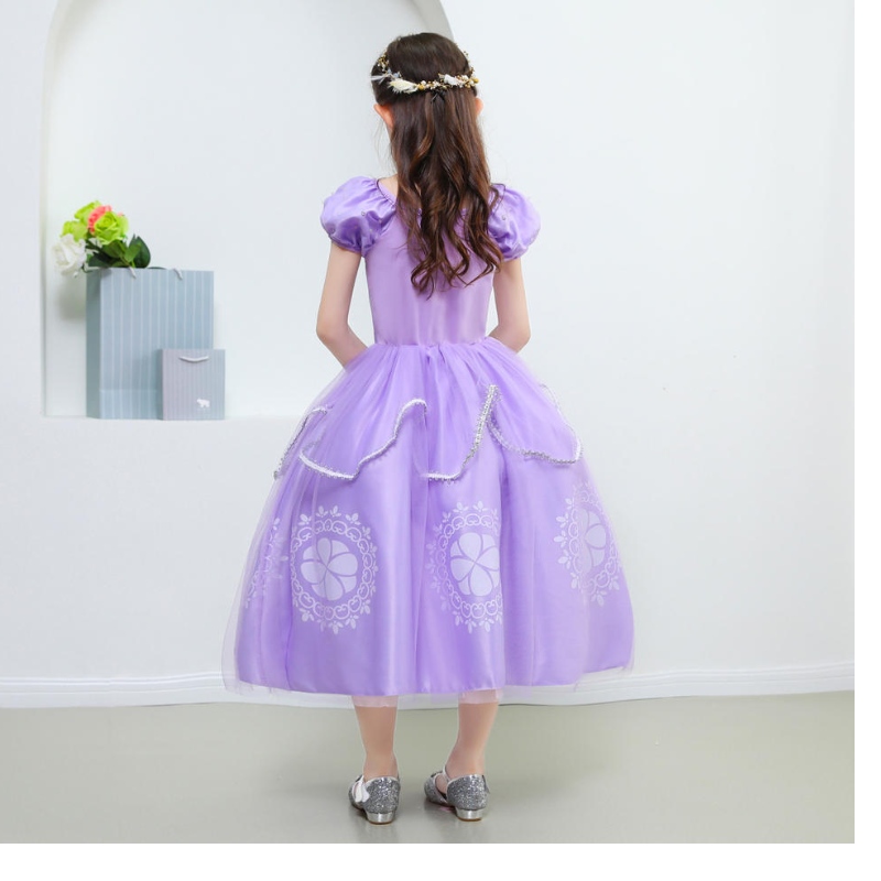 Princesse Sofia Robe pour fille pour enfants Cosplay Puff Sleeve Couche de couches de fête d\'enfant Blow Ball Bouche de bal Costumes de fantaisie