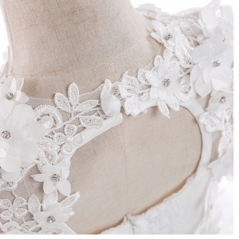 2022 Robe de fête de fille élégante demoiselle à la vignette blanche Robes pour enfants pour filles vêtements enfants robe de mariée 10 12 ans
