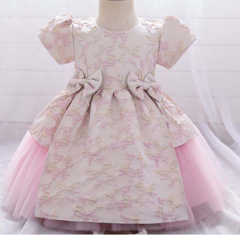 Meiqii 0-6 ans en satille tulle enfants fleur fête porter un enfantnouveau-né mini robe princesse fille baptsim vêtements l1975xz