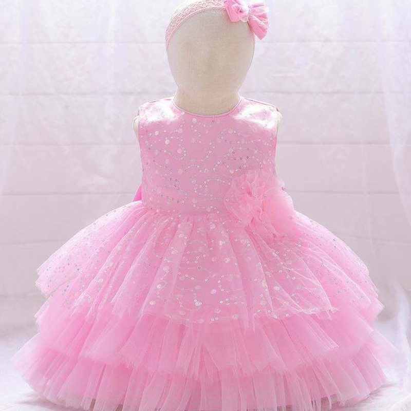 Baby bébé tulle sans manches robes de bal de balle fille d\'anniversaire de fête d\'anniversaire robe en couche de tutu princesse