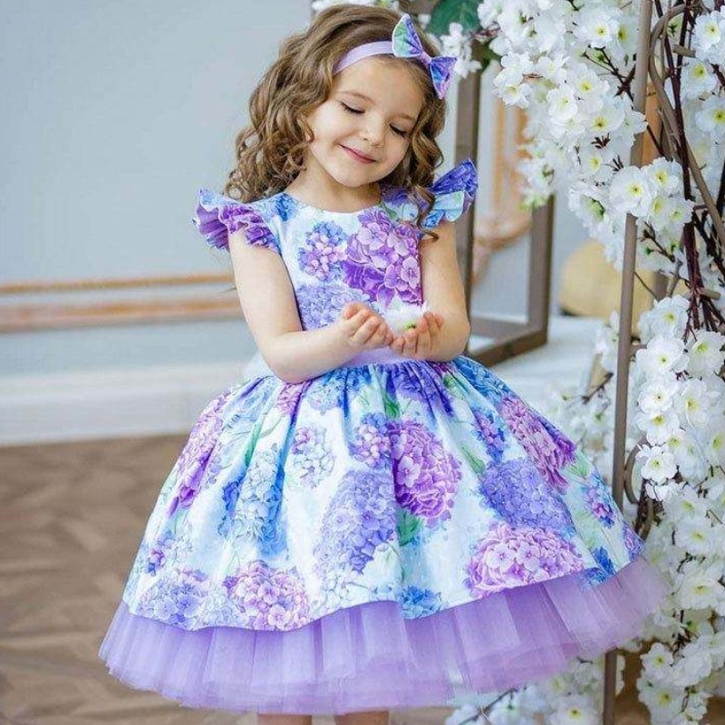 Baige Dernière la robe de fille à imprimé floral \\\\ Vêtements d\'enfants pour les robes de demoiselle d\'honneur fille de 3 ans pour la fête