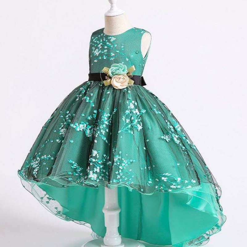 Baige Children Dress Girls Bow Robe de mariée traînante Western Party Wear Formel Princess Girl \\\\ Sobe 2153