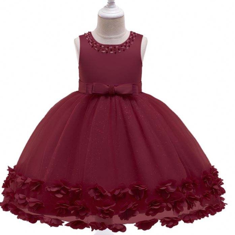 Baige en gros princesse fleur robe filles d\'anniversaire de fête d\'anniversaire costume de mariage fantaisie robes de bébé