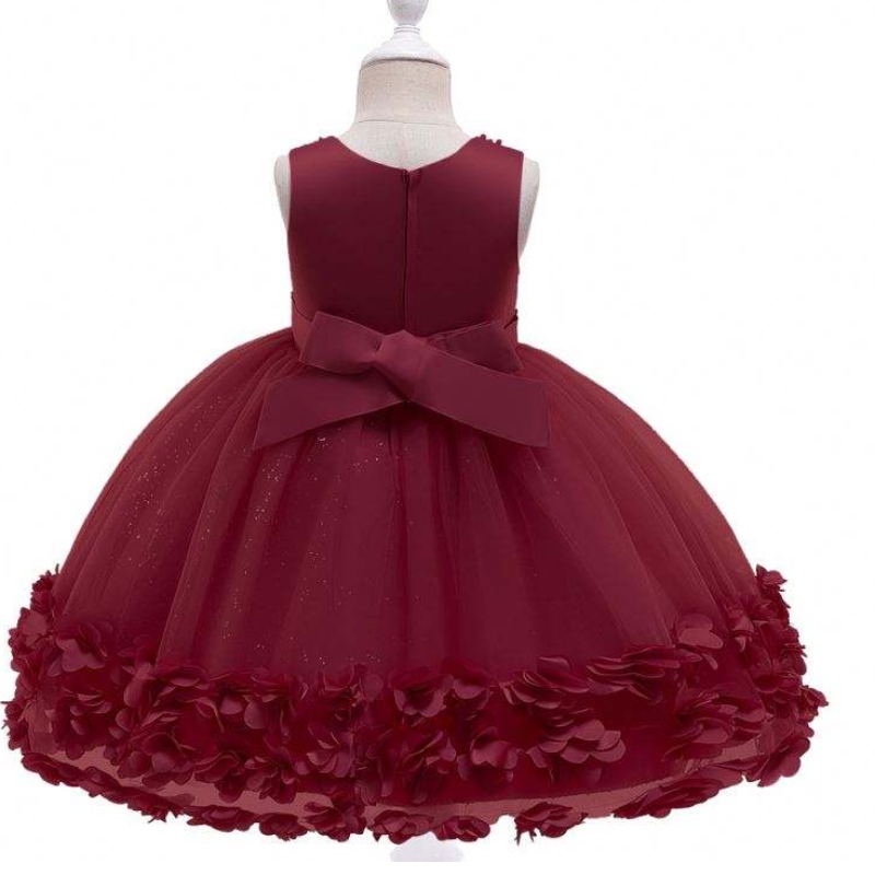 Baige en gros princesse fleur robe filles d\'anniversaire de fête d\'anniversaire costume de mariage fantaisie robes de bébé