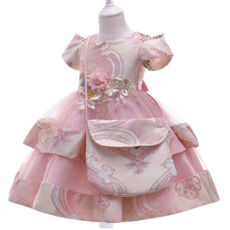 Baige Amazon Vente chaude Nouveau événement de mariage Cérémonie d\'anniversaire Robe de fête de fille 3-8 ans