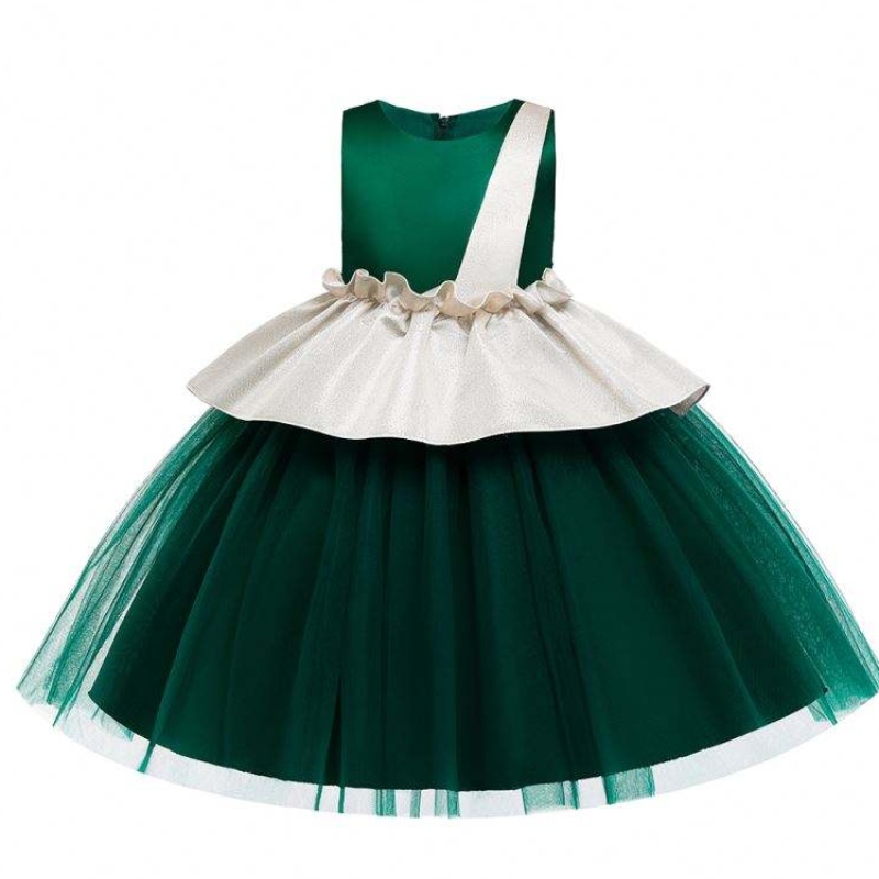 Robe en couches baige robes de mariée couleur verte pour enfants