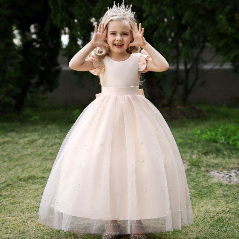 4-14 ans robe en dentelle de fleur vêtements filles princesse fête concours de robes longues pour enfants pour filles vêtements de soirée de mariage