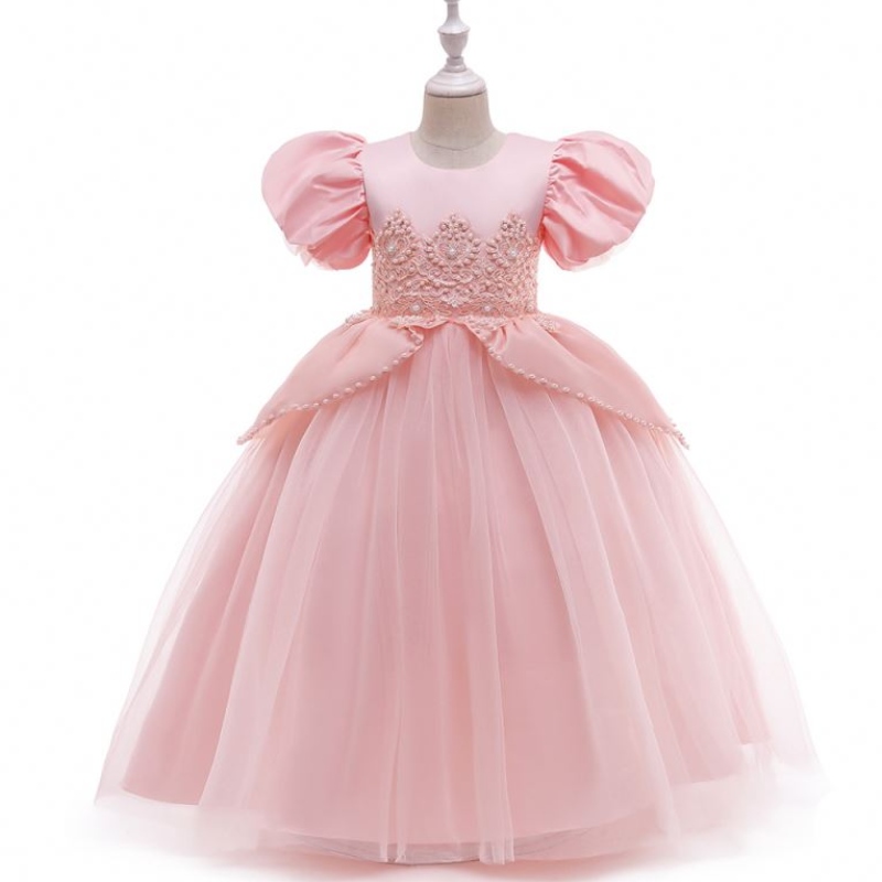 Baige New Style Robes roses pour les enfants Mariage de soirée Robe de fête de princesse mignonne Costume de robe de fleurs d\'anniversaire pour filles lp-262