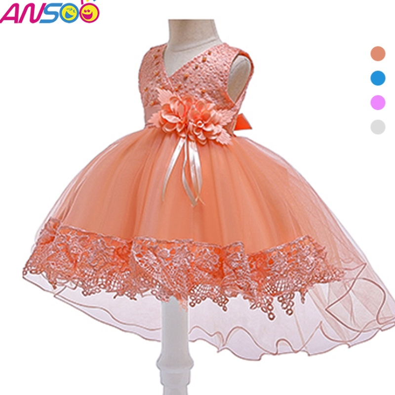 ANSOO Pretty Peach Children \\\\ Girl Birthday Princess Flower Orange Marid Robe pour fille