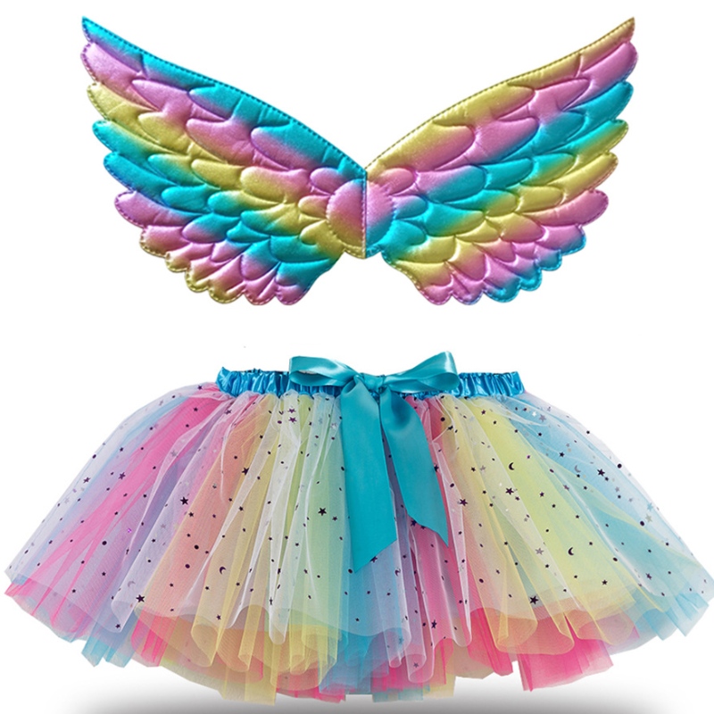 Filles multicolor tutu jupes de ballet anniversaire fête tutu robe filles \\\\ \'jupes de danse pour costume de princesse avec ailes