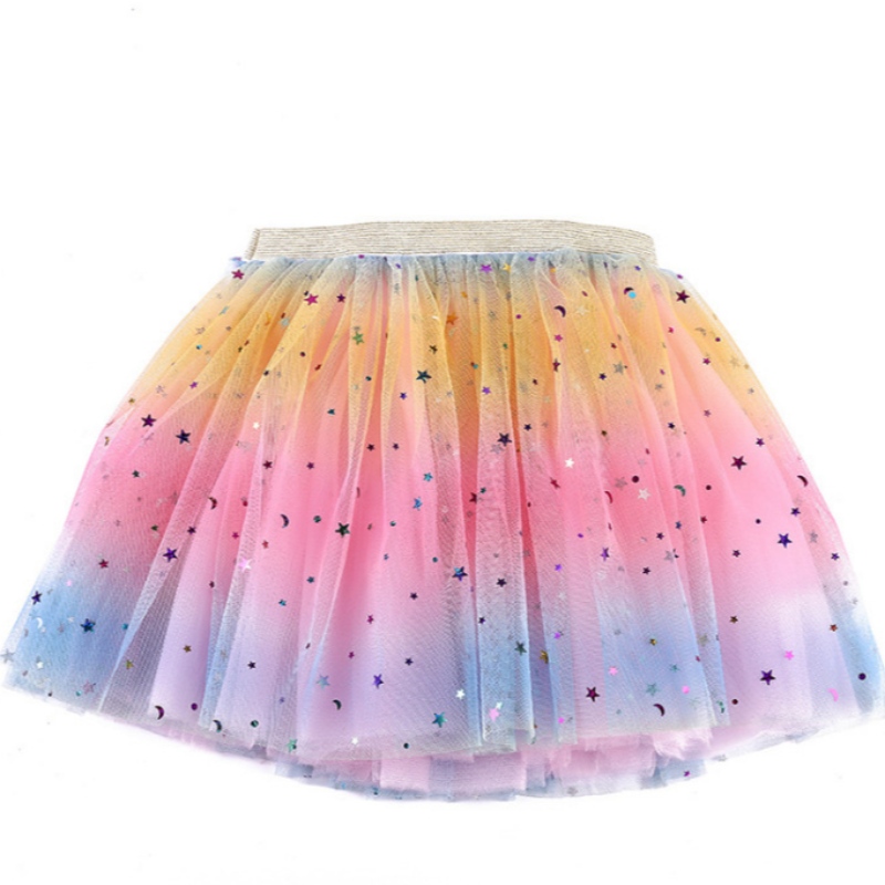 Jupe de performance en maille Tulle arc-en-ciel tutu jupe pour petites filles