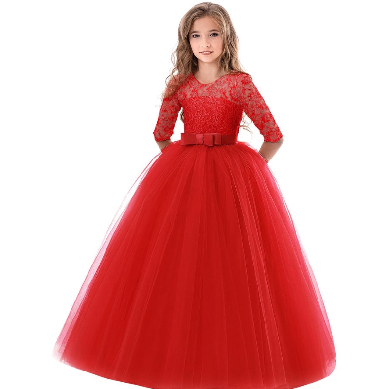 6-14 ans robe en dentelle de fleur vêtements filles princesse fête concours de robes longues pour enfants pour filles vêtements de soirée de mariage