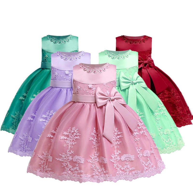 Modèles de robe de fille de fleur occidentale pour les enfants robes bleues foncées pour les mariages robe de princesse de style élégant pour bal