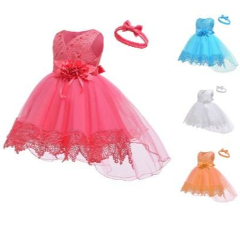 Vente chaude fille de mariage fleur de mariage pour enfants belle fête de vêtements tutu filles \\\\ \'court anniversaire pour tout-petit robes rouges pendant 6-24 mois