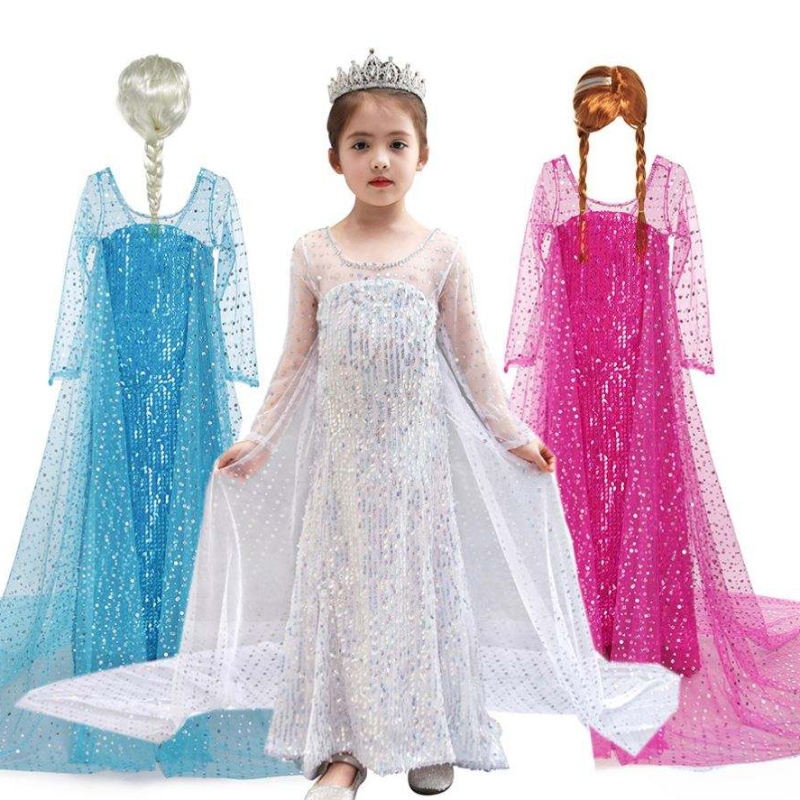 Baige ins amazon chaude vendeneige reine elsa robe blinling halloween princesse fille d\'anniversaire robe de fête