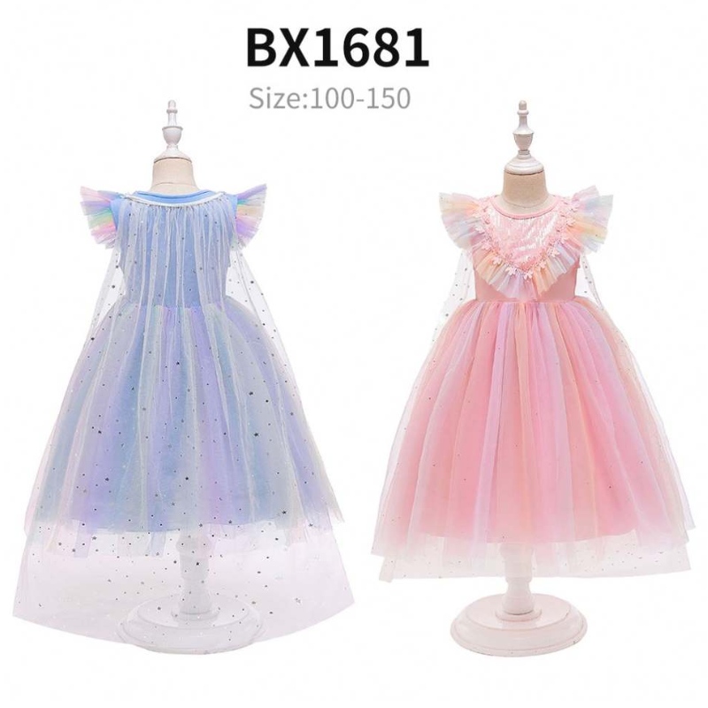 Prix ​​pas cher Princesse Anna Princess Elsa Snow Queen Girl Party Robe Kids Halloween Cosplay Costume BX1693/BX1697