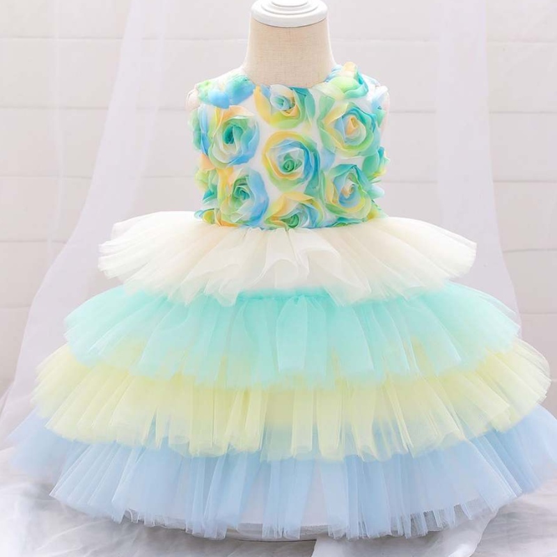 2020 Flower Nouveau-né le baptême Baptême First Communion Robes de princesse tutu gâteau habillé