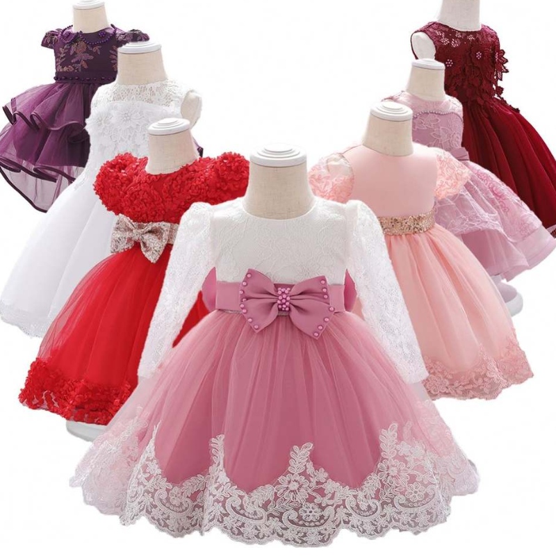 3-24 mois en dentelle à manches longues Vêtements d\'enfants premier anniversaire mignon robe de fête de fleur l1940xz