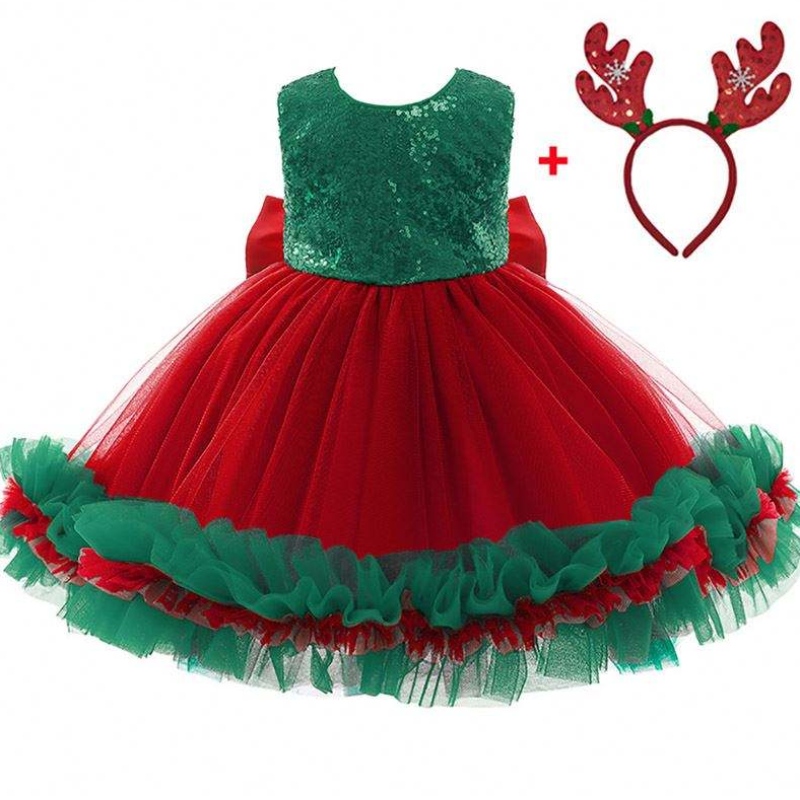 Baige Red Semeded Kids Birthday Party Robe Big Bow Carnival Bow Vestidos