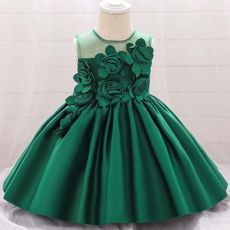 Baige Hot Vente sans manches O-Neck 0-12y Children Clothes Flower Girl Party Robe