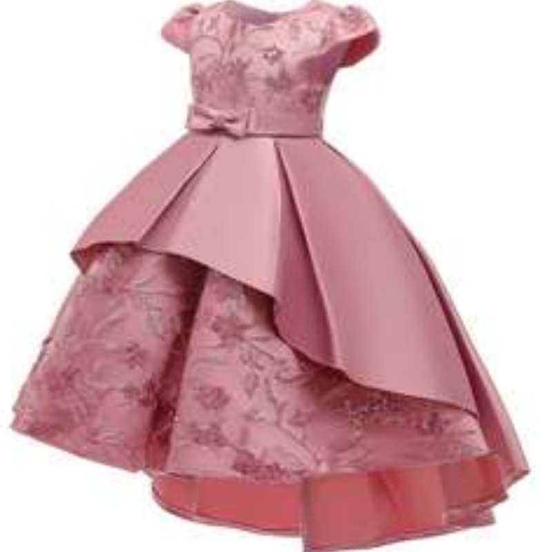 Baige dure design imprimer en satin fleur fille robe de fête d\'été