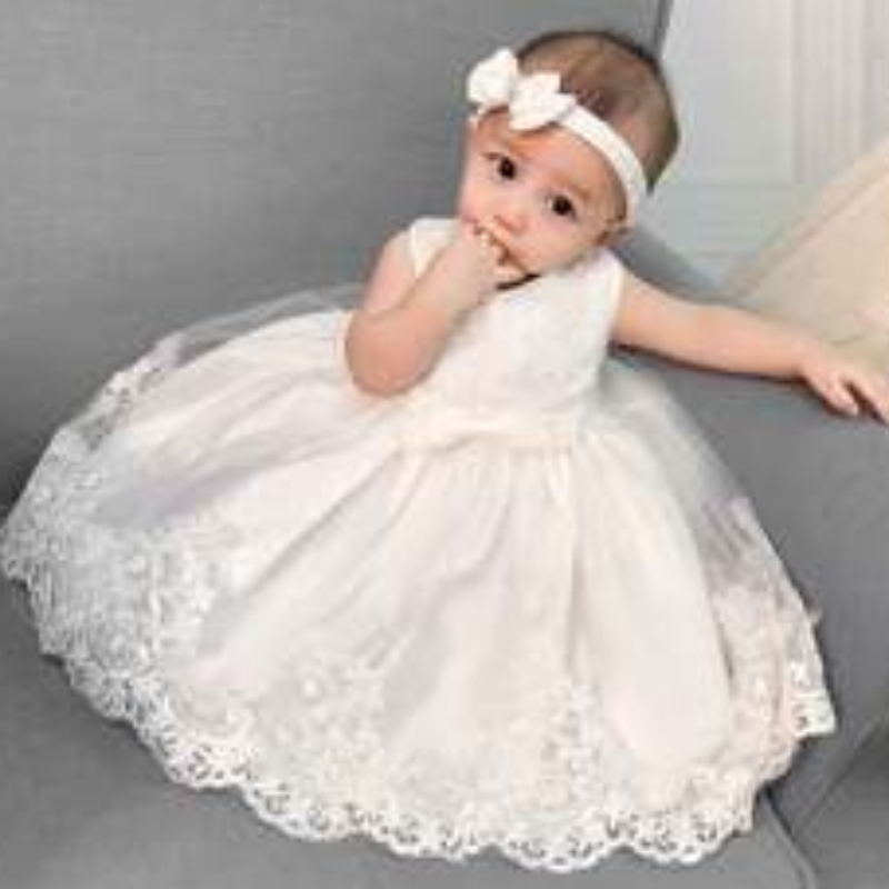 Baige en grosnouveau-né bébé fille robe de fête de baptême floral événement frock filles princesse coiffure gratuite